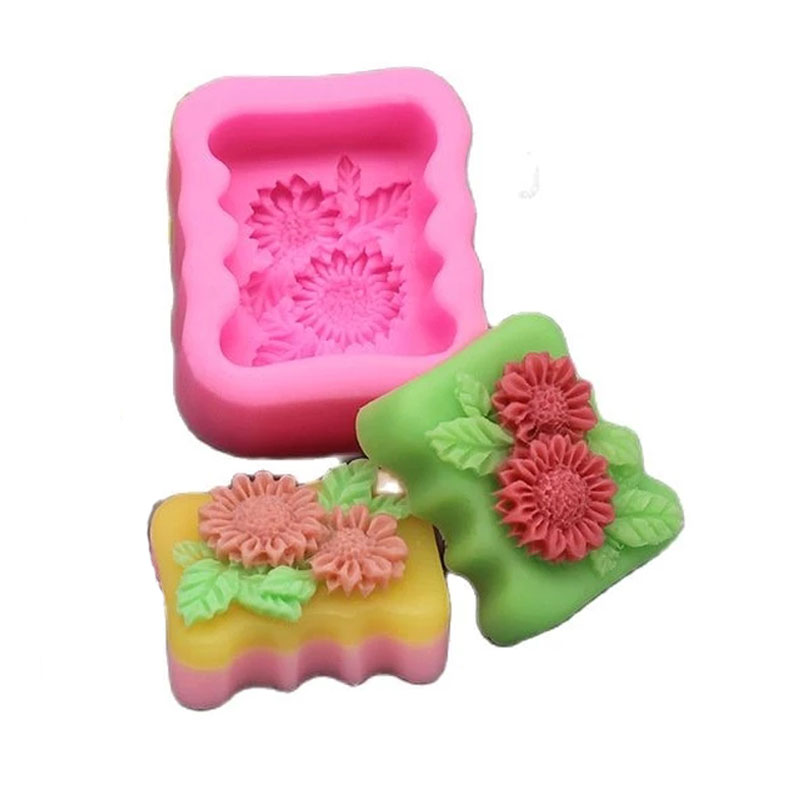 Soap Making Homemade - 3D 사각형 꽃 실리콘 비누 금형