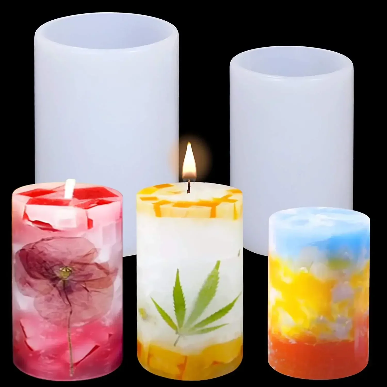 Soap Making Homemade - 3D 실린더 모양 촛불 실리콘 금형