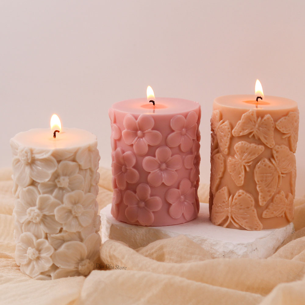 Soap Making For Beginners - 꽃 나비 원주형 실리콘 양초 금형