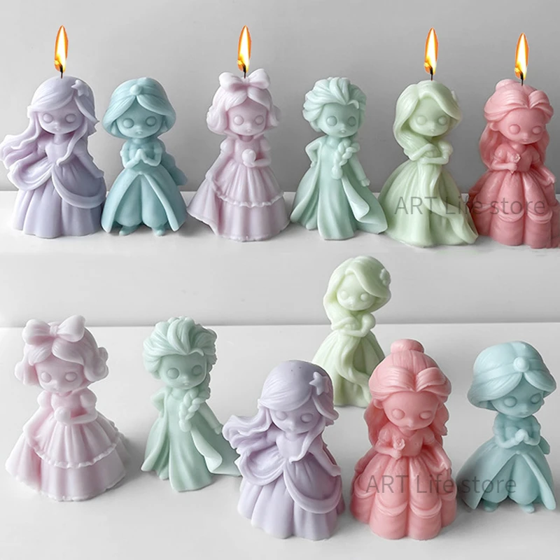 Soap Making For Beginners - 6 공주 인형 실리콘 캔들 몰드,