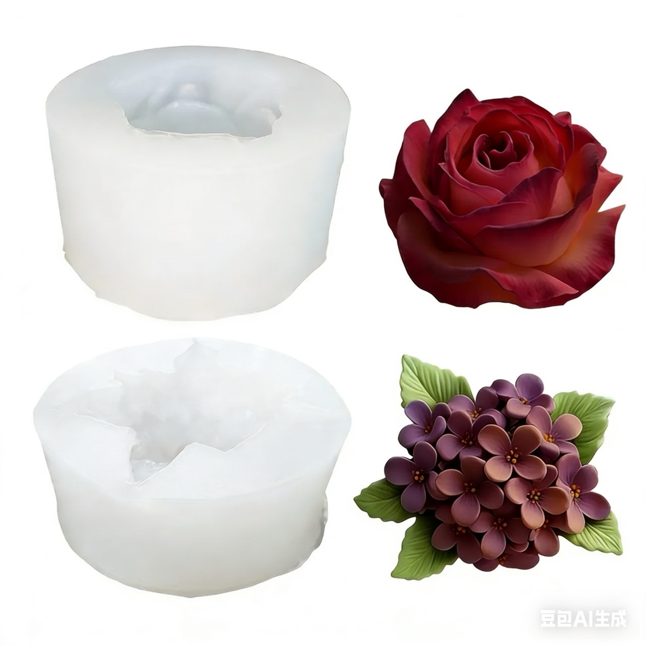 Soap Making Recipes - 3D 장미 라일락 꽃 실리콘 몰드