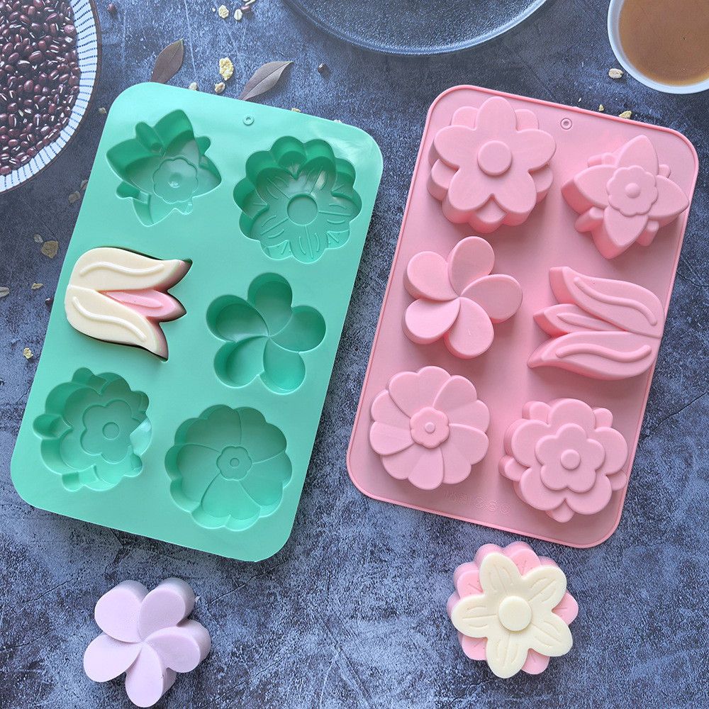 Soap Making Activity - 다양한 꽃 모양 실리콘 몰드, 비누