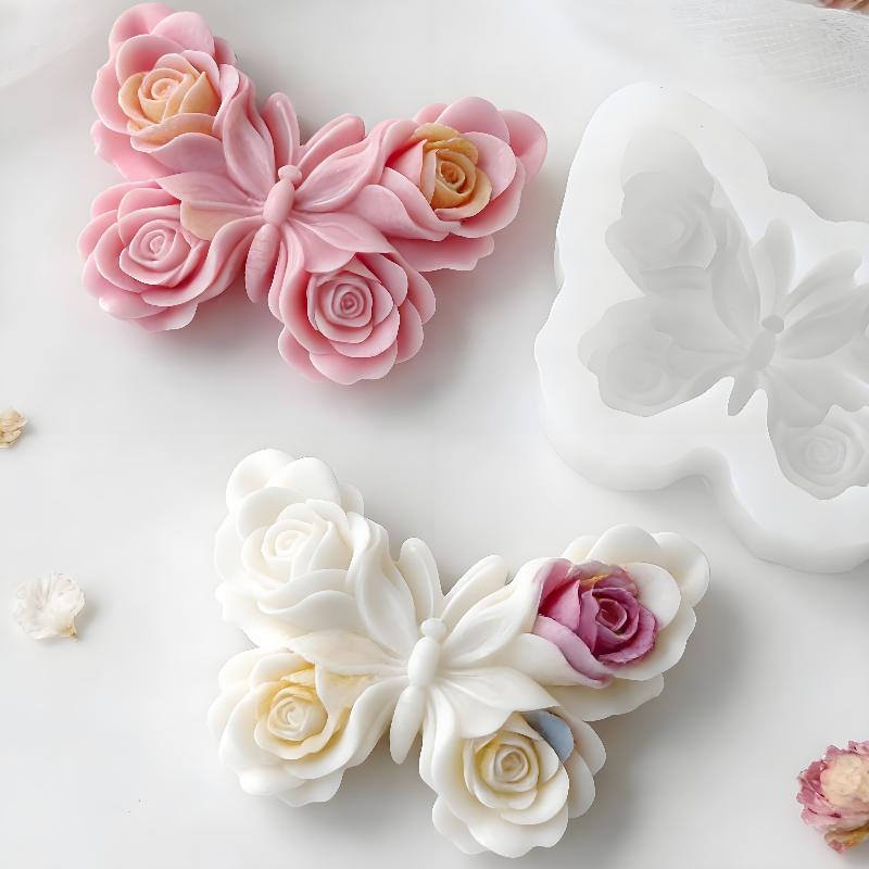Soap Making Kits - DIY 장미 나비 모양 실리콘 몰드