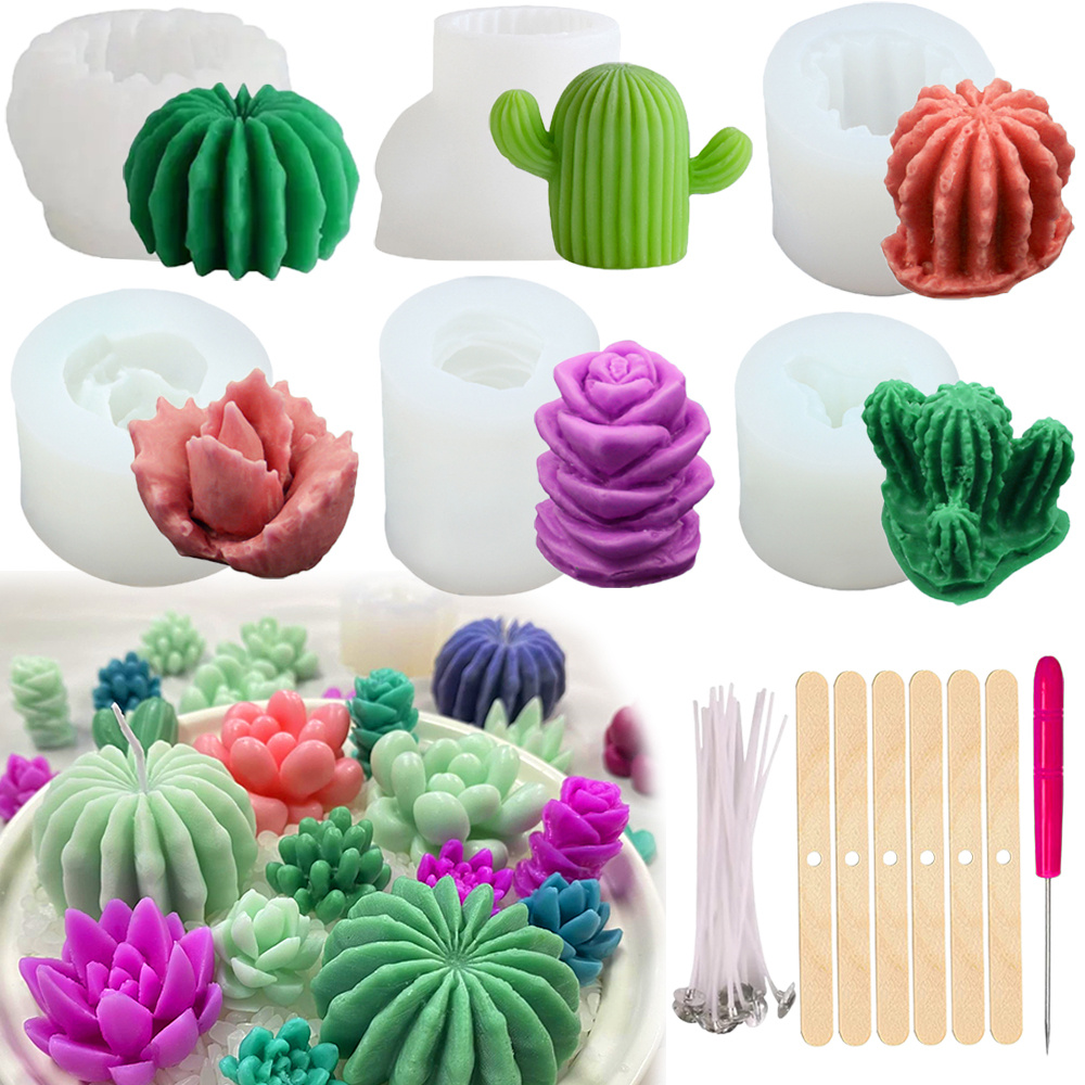 Soap Making Vendors - 6pcs 다육 실리콘 양초 금형 양초