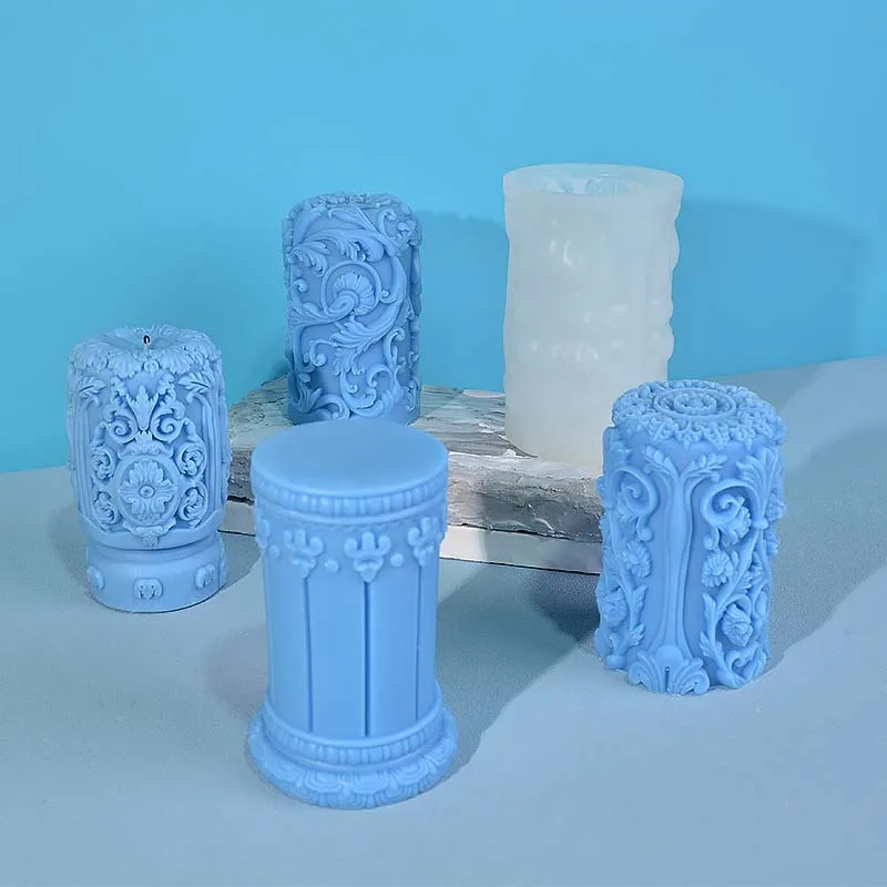Soap Making Vendors - 새겨진 로마 열 촛불 실리콘 금형