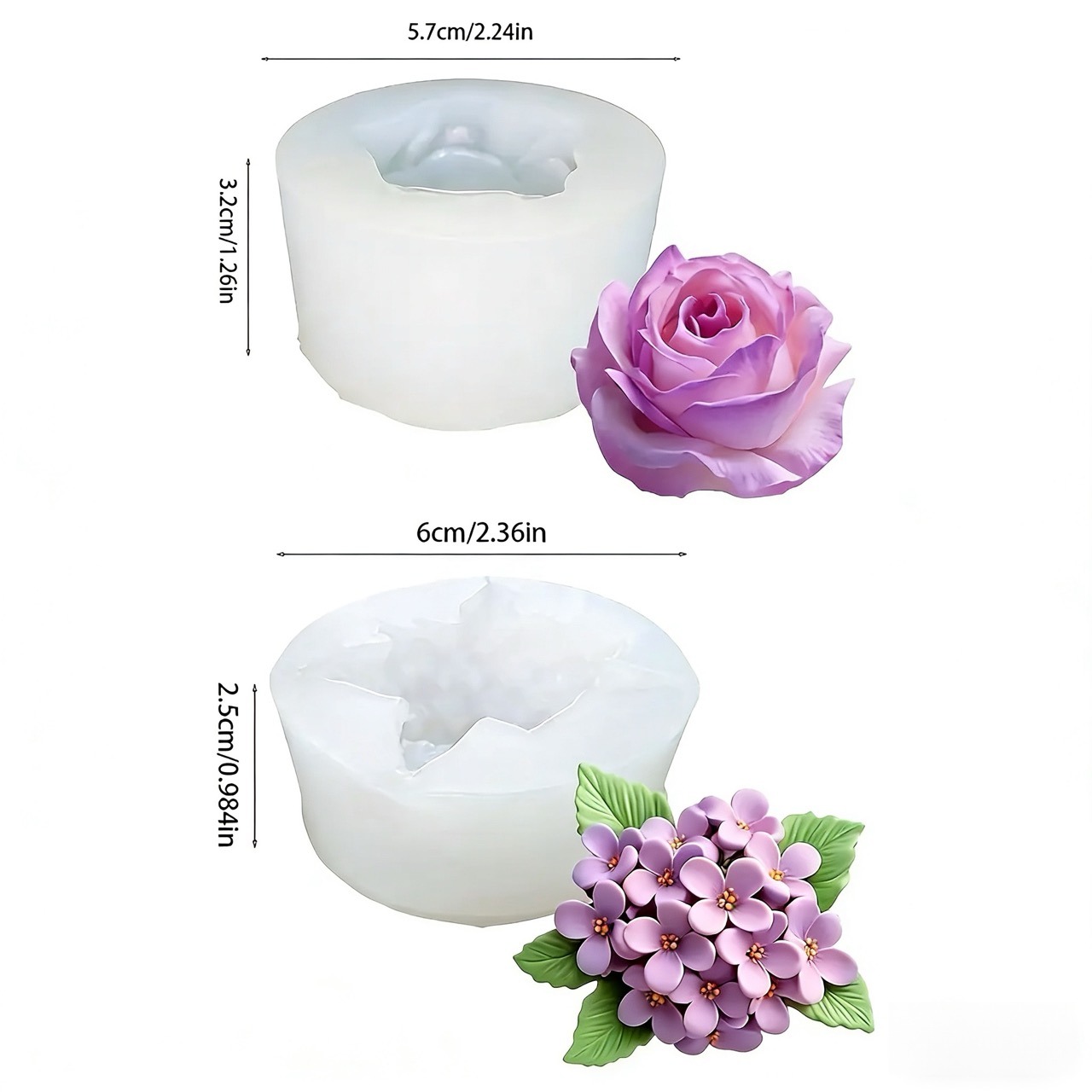 3D 장미 라일락 꽃 실리콘 몰드 2개, 레진 및 양초 - Soap Making Recipes 리뷰 및 가격